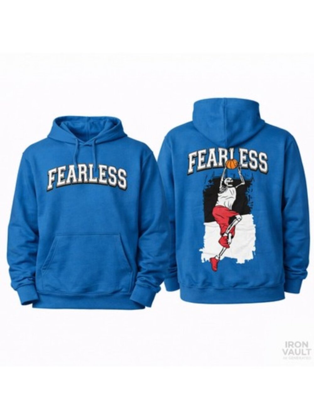CHEMISTRY Men's FEARLESS Skeleton Basketball Pullover Hoodie Blue XL Activewear